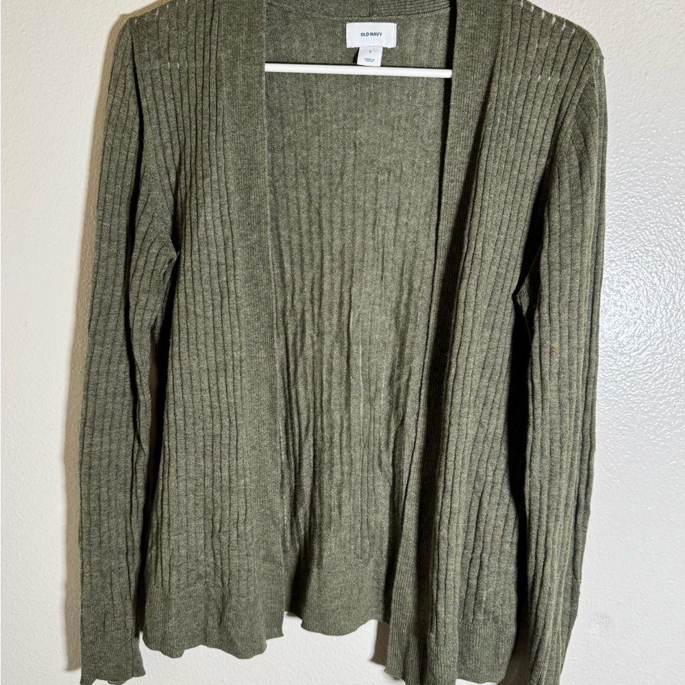 Old Navy Olive Ribbed Open-Front Cardigan - Picture 8 of 8